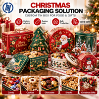 Boîte en métal personnalisée pour bonbons de Noël, emballage pour bonbons, cadeau de fête, OEM ODM en gros