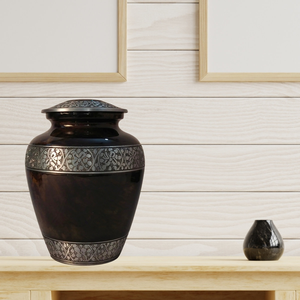 Urne funéraire élégante en métal brun de grande taille pour adultes, utilisation commémorative décorative pour hommes et femmes, urnes de souvenir - Product Image 2