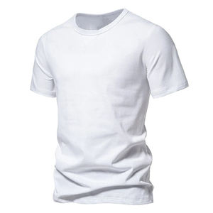 T-shirt pour homme, col rond, bleu marine uni, manches courtes, décontracté, basique, été, logo personnalisé, OEM, ODM, vêtements en gros - Product Image 4