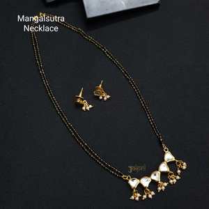<b>Kundan</b>-Jadau Stone Mangalsutra Set with Elegant Earrings Fine <b>Jewelry</b> for Women - Product Image 1