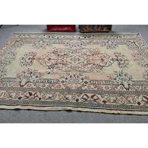 6x9.2 ft Turkish Rug, Vintage Large Rug, <b>Brown</b> Green Moroccan <b>Wool</b> Rug - Product Image 3