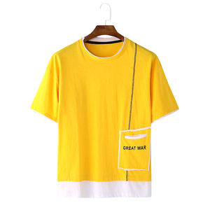 Venta al por mayor por encargo de las mujeres de algodón de color sólido carta bolsillo Inicio cuello redondo Casual camiseta de dos piezas al mejor precio - Product Image 1