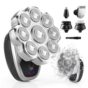 Rasoir électrique 5 en 1 pour hommes, rasoir rotatif électrique humide/sec avec têtes flottantes détachables, étanche IPX7 pour utilisation sur le corps - Product Image 2