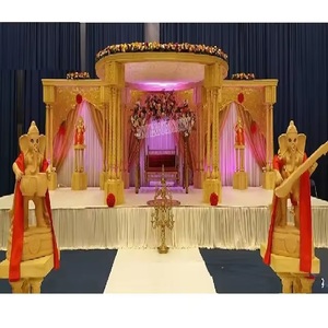 Mandap Tradicional de Tres Postes para Bodas Indias, Decoración Moderna para Bodas, Mandap Triveni, Mandap de Tres Postes para Bodas Gujarati, EE. UU. - Product Image 1