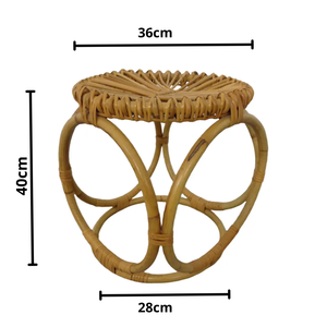 Tabouret en rotin artisanal d'inspiration vintage du Vietnam, design en forme d'arc unique, décoration pour la maison, acier, métal élégant - Product Image 4