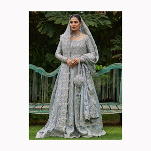 Venta caliente vestido de novia pakistaní y conjunto Dupatta estampado con trabajo de bordado de hilo pesado y trabajo de piedra para vestido de boda - Product Image 1