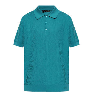 Custom <b>Men's</b> <b>Black</b> Textured Finish for <b>Polo</b> Shirt with Front Button Fastening Short Sleeves and Straight Hem Embroidered Logo - Product Image 5