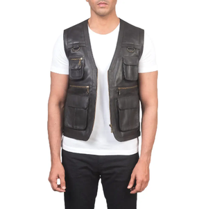 Modèle personnalisé Gilet en cuir pour motocyclette pour hommes/OEM ODM Services Gilet en cuir pour hommes - Product Image 1