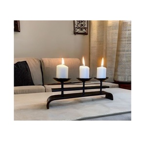 Rustic metal pillar and votive candle holder set perfect <b>for</b> tabletop floor hanging <b>patio</b> garden living room decor - Product Image 3