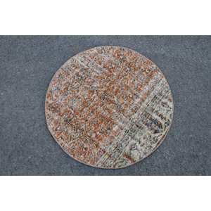 Vintage Turkish 23x23ft Wool Large Area <b>Rug</b> Orange Beige Patchwork Design Latex Backing Rectangle Hallway Pattern Model Room <b>Rug</b> - Product Image 2