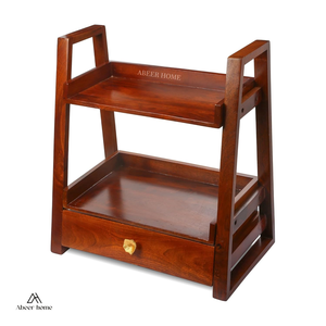 Premium Wooden Organizer With Dual Tier Design <b>Drawer</b> <b>Storage</b> And Decorative Gold Knob For Any Space From India - Product Image 4
