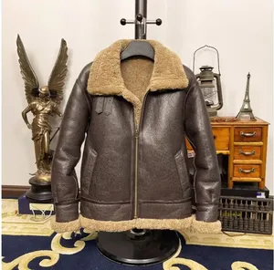 Men's Real Sheep Fur Winter <b>Jacket</b> with <b>Mandarin</b> <b>Collar</b> Warm Wool Leather Coat-OEM Service Wholesale - Product Image 2
