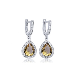 Poire Design Sultanite CZ Argent Dangle Boucles D'oreilles Turc Fabriqué À La Main En Gros 925 En Argent Sterling Fine Jewelry - Product Image 1