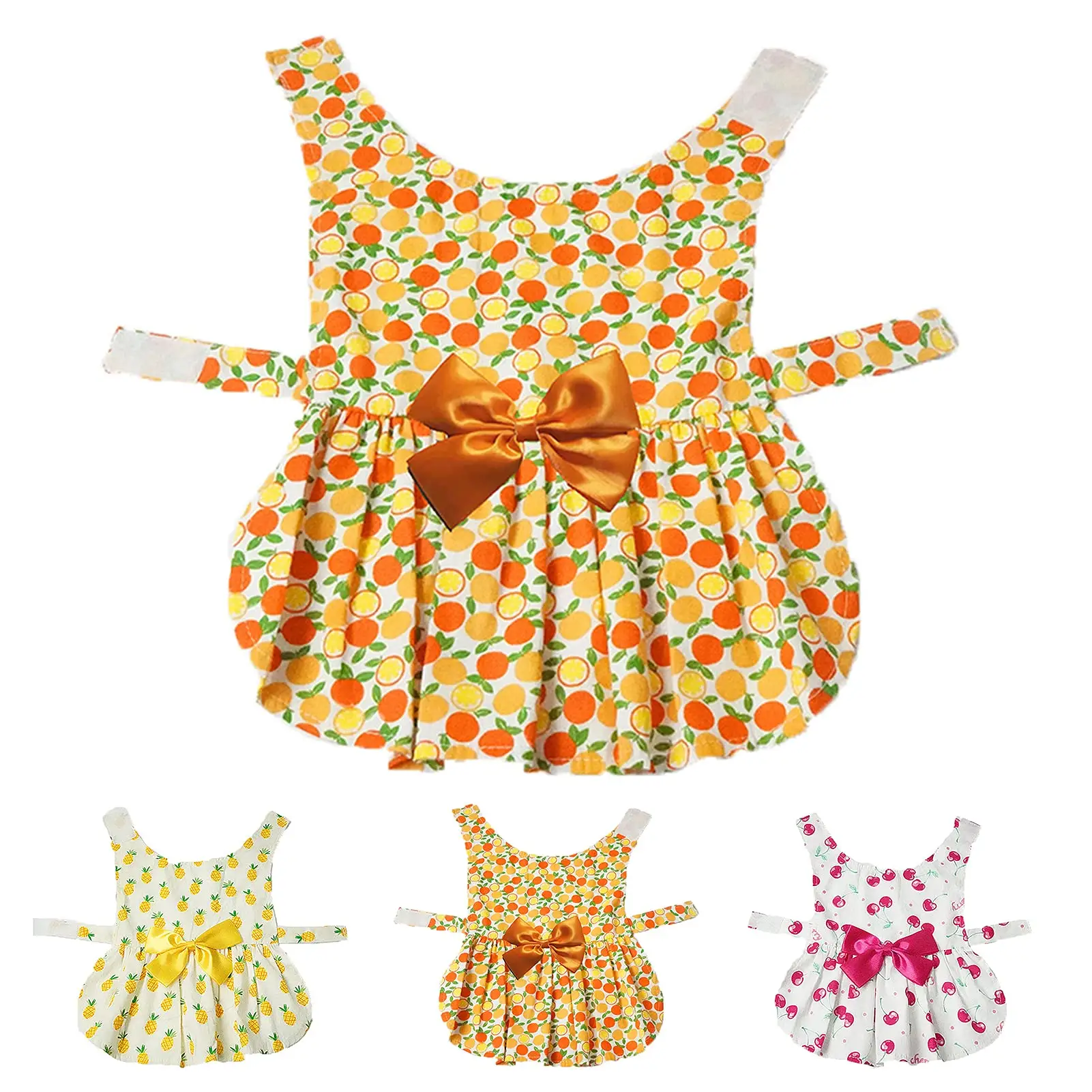 Cute Snap Style Thin Bow Princess Dress Waistband Pet Puppy Cats Suspender Skirt Dog Clothes for Summer Yellow XL