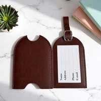 Étiquette de bagage personnalisée en cuir véritable, faite à la main, élégante et luxueuse, avec nom personnalisé, cadeau de voyage pour couple LTT-00012