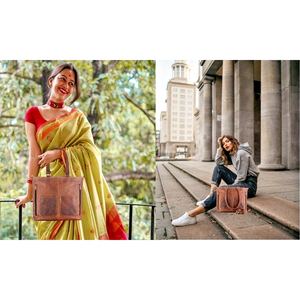 Sac fourre-tout élégant en cuir véritable ciré pour femmes, sac à main simple et moderne, design durable pour le transport quotidien - Product Image 6