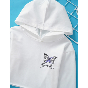 Long Sleeves Pullover Hooded Crop Top Hoodie Autumn Winter 100% Cotton Fleece Breathable High Quality Customizable 220g - Product Image 5