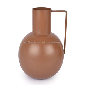 Ensemble de 2 vases vintage en métal brun avec poignée pour décoration de la maison pour chambre à coucher, salon, bureau ou mariage - Product Image 4