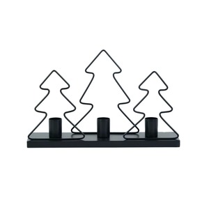 Portavelas Negro en Forma de Árbol de Navidad para Decoración de Mesa, Centro de Mesa para el Hogar y Exhibición Festiva Navideña o para Regalo - Product Image 1