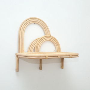 Estante de Pared de Ratán Arcoíris, Estilo Boho, Ratán Natural Hecho a Mano, Decoración de Pared para Cuarto de Niños - Product Image 2