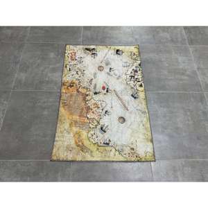 Alfombra con Diseño de Mapa del Mundo Antiguo, Alfombra Lavable a Máquina con Mapa de Piri Reis, Alfombra Suave con Pelo Largo - Product Image 1