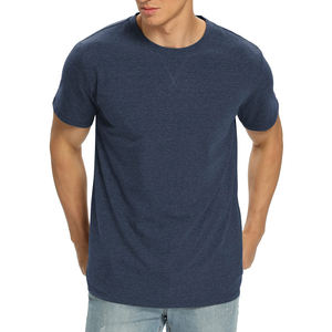 Camisetas de moda de poliéster/algodón para hombre, ropa de punto de verano, patrón sólido, impresión Digital, logotipo de Color personalizado, la mejor calidad - Product Image 1