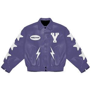 Personnalisé hiver boxy recadrée streetwear brodé zip up varsity mens pu race vestes véritable fabricant de veste en cuir véritable - Product Image 3