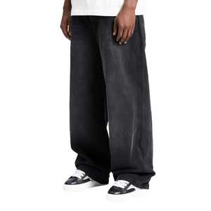 Jeans pour hommes à taille haute, vintage, lavés, avec logo personnalisé, denim lourd, jambe large, jeans baggy pour hommes - Product Image 1