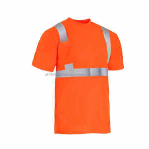 Camisetas de Trabajo de Seguridad Reflectantes 100% Algodón, Alta Visibilidad, Ropa de Construcción, Tejido de Punto - Product Image 3