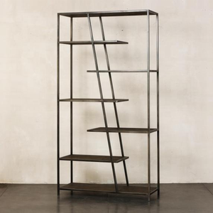 MRS WOODS Grande <span class=keywords><strong>bibliothèque</strong></span> en métal en bois massif Maison <span class=keywords><strong>Bibliothèque</strong></span> Étagère Armoire d'angle Rangement en bois Étagère unique - Product Image 1