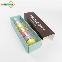 Personnalisé 6 Français Macaron Cookie Glissé Tiroir Papier Emballage Boîte Avec Insert Blister Plateau