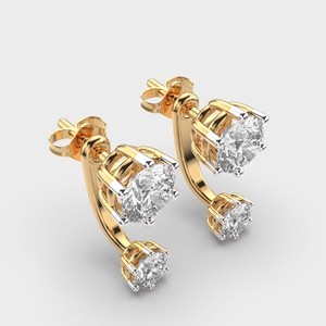 IGI Certified Lab Grown Diamond <b>Drop</b> Stud Earrings 18K Rose / Yellow / White Gold Round Brilliant Diamond Designer Earrings - Product Image 2