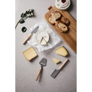 VINGA Retro Custom Merchandising <b>Cheese</b> Tools <b>Set</b> Elegant Vintage <b>Cheese</b> Board and Knife with Leather Strap - Product Image 4