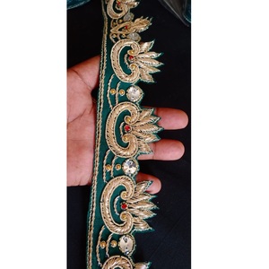 Premium Quality Custom Handmade <b>Beaded</b> Patches Applique <b>Trim</b> for Clothing Bags and Accessories Available for Export Price - Product Image 2