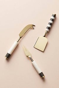 2024 utensilios de cocina profesionales, juego de cuchillos para queso de 3 piezas, cuchillos para queso de acero inoxidable, mango de diseñador de resina epoxi con puntos dorados - Product Image 3