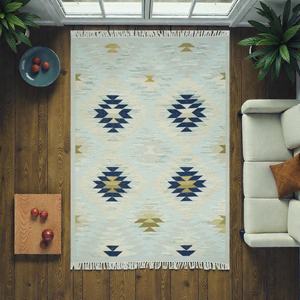 Tapis Kilim en laine fait main abstrait moderne, écologique et antibactérien |   Tapis fin à tissage plat pour salon et chambre à coucher - Product Image 6