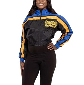 Veste coupe-vent de sport pour femme, logo personnalisé, imperméable, veste en nylon courte pour femme, pour activités de plein air - Product Image 1