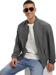 Custom <b>Men's</b> Lightweight 100% Polyester <b>Summer</b> Sport Outdoor <b>Jacket</b> Windproof Waterproof Zipper Design Stand Collar for Jogging - Product Image 6