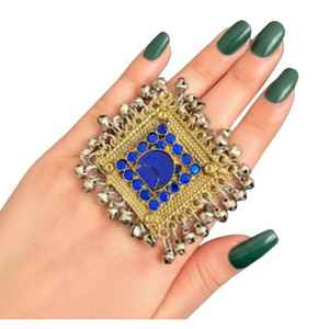 Silver Steel Vintage <b>Pakistani</b> Afghan Kuchi Choker Rings Set Stainless Steel Jewelry for Women Adults Engagement Occasion - Product Image 1