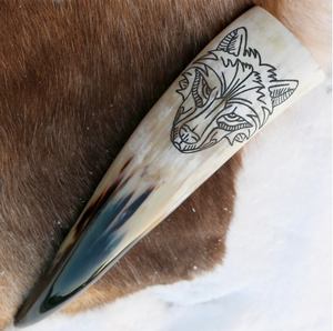 Ensemble de corne polie de Style Viking Écologique Véritable Animal Sculpture Alimentaire Safe Shot Horn Holder Artisanat Naturel Artisanat - Product Image 1