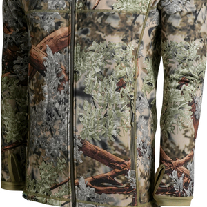 Mens Technical Outdoor <b>Camo</b> <b>Jacket</b> with Lichen Forest Print Full Zip Hooded Performance Top and Specialized Zippered Chest - Product Image 2