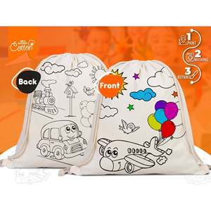 Kids Casual <b>Large</b> Drawstring Bag with Cartoon Car Design Washable Oxford Lining for <b>School</b>-No Pencil Included - Product Image 1