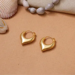 Gold Plated Geometric <b>Huggie</b> Earrings Unisex Alloy Jewelry Classic Style - Product Image 4