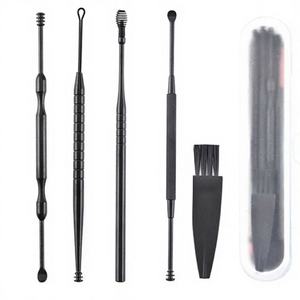 Lot de 5 outils de nettoyage d'oreilles rotatifs, cure-oreilles double extrémité, cuillères à cérumen noires par KAHLU ORTHOPEDIC - Product Image 1