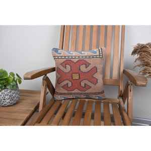 Tapis en laine Kilim 14x14 pouces à motifs vintage Tapis Kilim rustique beige Technique tissée - Product Image 1