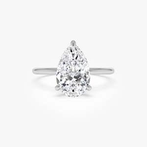 Anillo de Compromiso con Diamante Cultivado en Laboratorio en Forma de Pera con Halo Oculto, 2.10 Ct E-F VS, Oro de 14K, Joyería Fina para Uso Diario, Regalo - Product Image 1