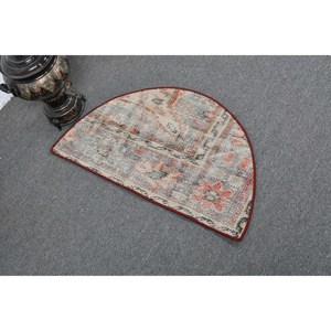 พรมขนสัตว์สีเบจสีแดงสไตล์วินเทจ1.5ft 2.5 x งานแฮนด์เมดสไตล์ตุรกีผืนใหญ่งานเย็บติดโถงทางเดินทรงสี่เหลี่ยมผืนผ้าน้ำยางขนเฟอร์ทรงสี่เหลี่ยมผืนผ้า - Product Image 2