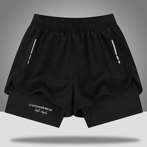 Pantalones cortos de entrenamiento para hombre, pantalones cortos deportivos para correr con compresión, venta al por mayor, pantalones cortos de gimnasio para hombre 2 en 1 - Product Image 2