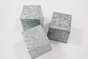 Ensemble de 3 paniers galvanisés à texture carrée pour la jardinière de sol à usage décoratif en métal galvanisé - Product Image 5