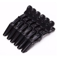 6 pièces noir mat Crocodile outils d'extension de cheveux Salon pince de coiffure en plastique pince à griffes Barrette section de cheveux pinces de maintien